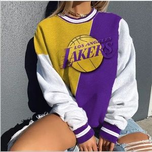 Los Angeles Lakers Woman Long Sleeve Pullover Casual Loose Woman